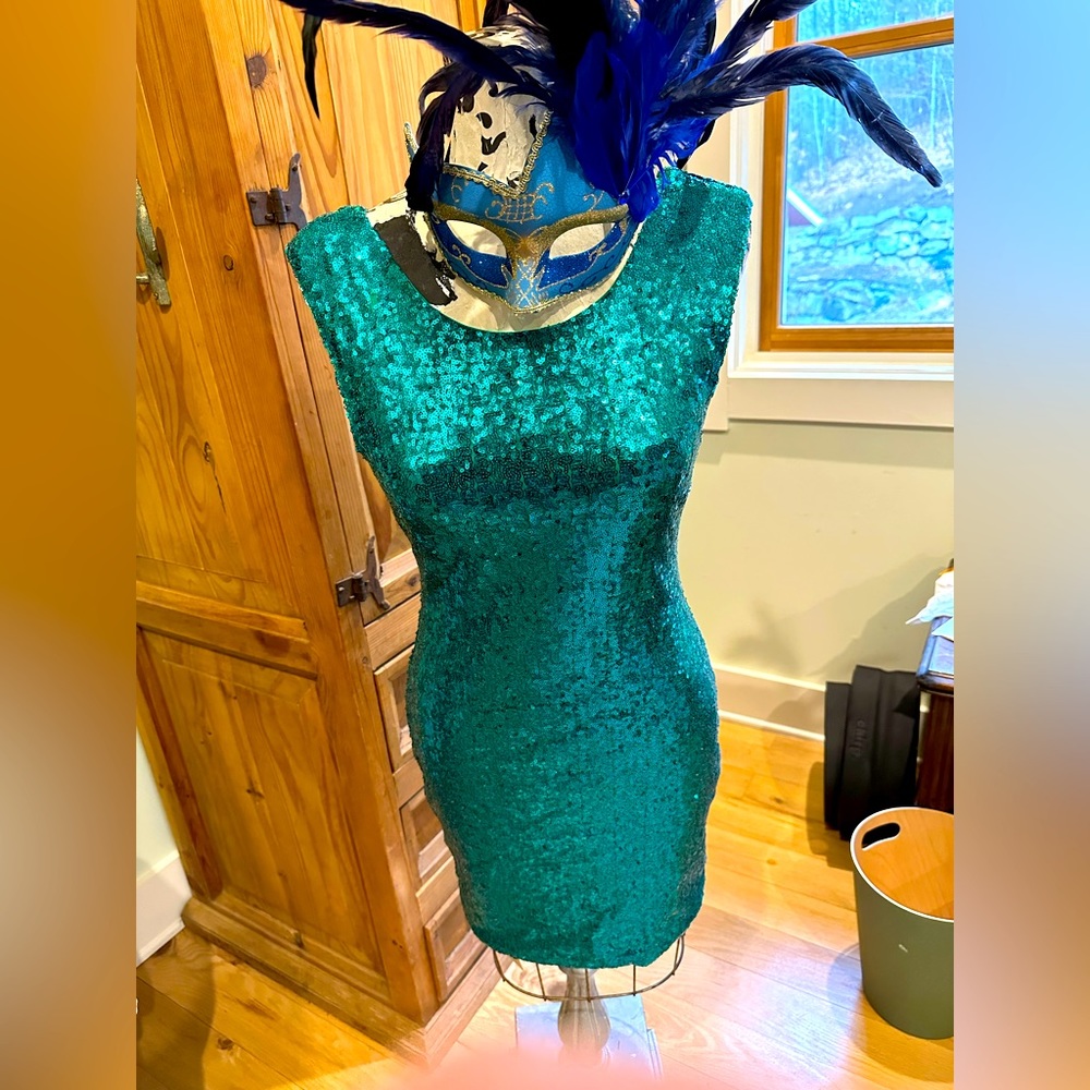 Charlotte Russe Sequin zip up stretchy dress, Size M